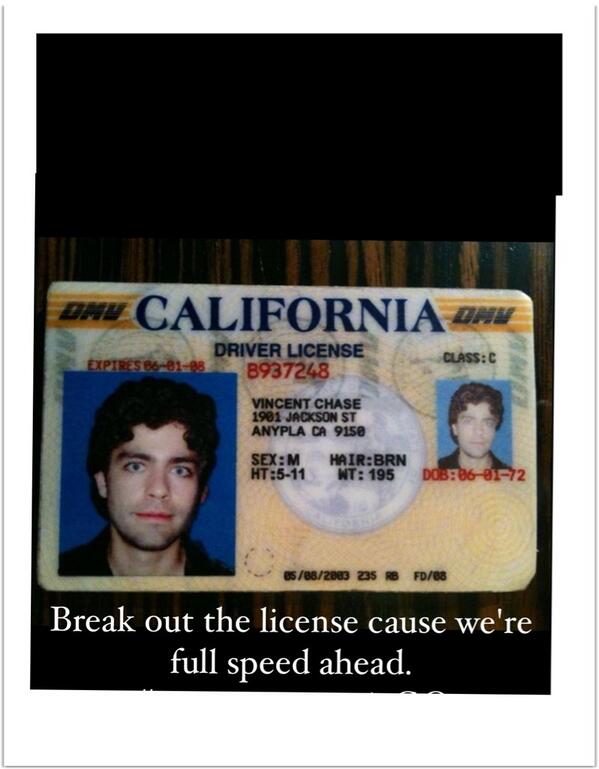 adriangrenier's tweet image. Break out the license cause we're full speed ahead. #entouragemovieGO @mrdougellin @jerrycferrara @mrkevinconnolly