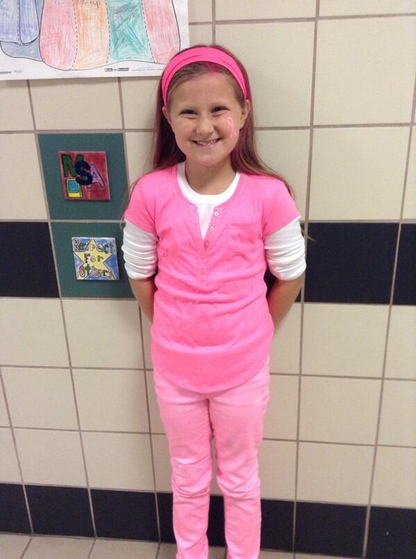TheMeadowsAACPS's tweet photo. Gabby a 5th grader from Mrs Kolakowski's class organized a Pink Tuesday to support Breast Cancer Awareness! http://t.co/mQcw5ynHCt