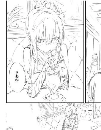 再来月の下書き。余計なことをしなきゃ可愛く描けそうな気がする。 