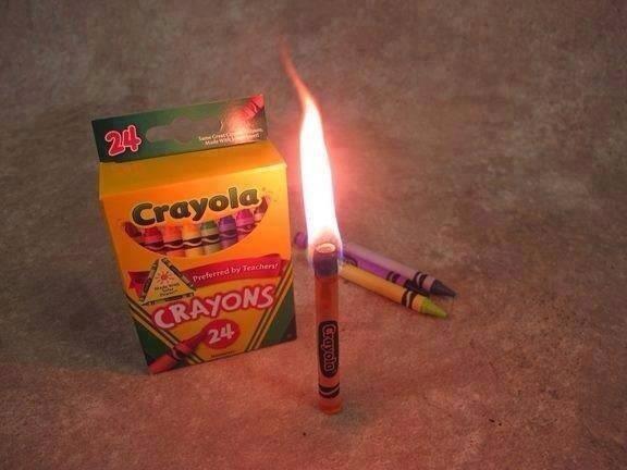 Tip: In an emergency, a crayon will burn for 30 mins