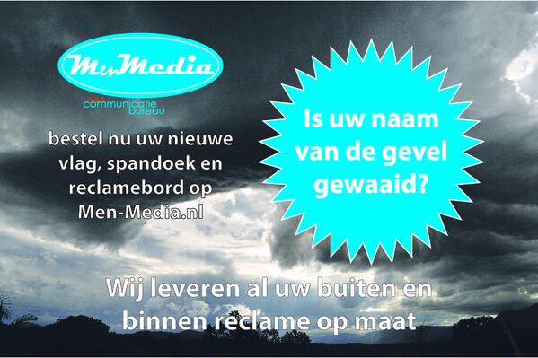 MenMedia_tweets's tweet photo. Nieuwe vlag, spandoek of reclamebord na de stormschade - http://t.co/GVtruHes7Q http://t.co/Jt7wivybiw