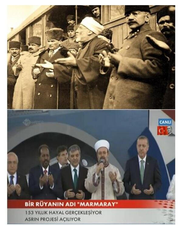 Atatürk'ün meclisi dualarla açtığını görmezlikten gelenler Marmaray'ın dualarla açılışına irtica muamelesi yaptı