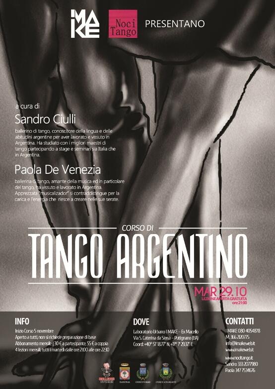 imakelab's tweet image. Questa sera ore 21 OPEN DAY del Corso di Tango Argentino con conduzione a cura di Sandro Ciulli e Paola De Venezia