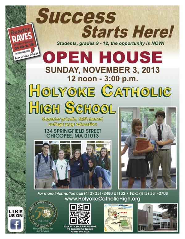 HolyokeCatholic's tweet photo. Thinking about @HolyokeCatholic?Join us for hot apple cider and a tour during our Open House this Sunday 11/3 12-3pm. http://t.co/mA5tEOJnzn