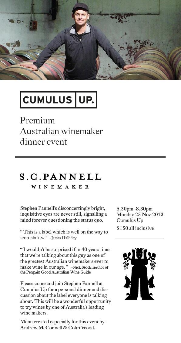 S.C. Pannell Dinner at Cumulus Up. <a href="/SCPannell/">S.C. Pannell Wines</a>