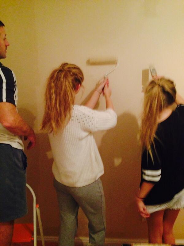 dpratchett's tweet image. me and georgia painting ma room 🎨 #beingwatched #nottrusted