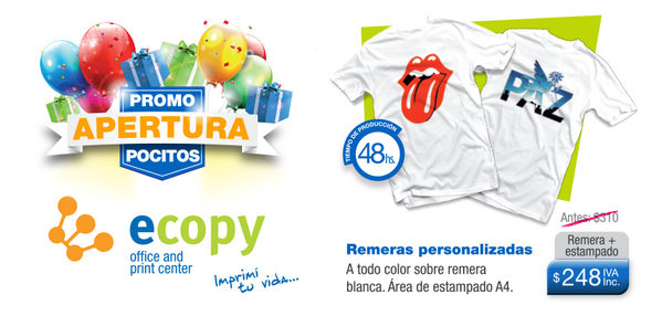 ecopydigital's tweet photo. PROMO REMERAS! Otra de nuestras promos por la APERTURA del local en 21 de Setiembre! #ECOPY #PROMO #URUGUAY http://t.co/2oaz2HLgo2