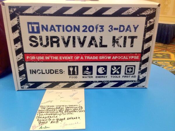 shannonjmayer's tweet image. Sweet survival kit and handwritten note from @ConnectWise. Feeling the love! :-) #ITN2013