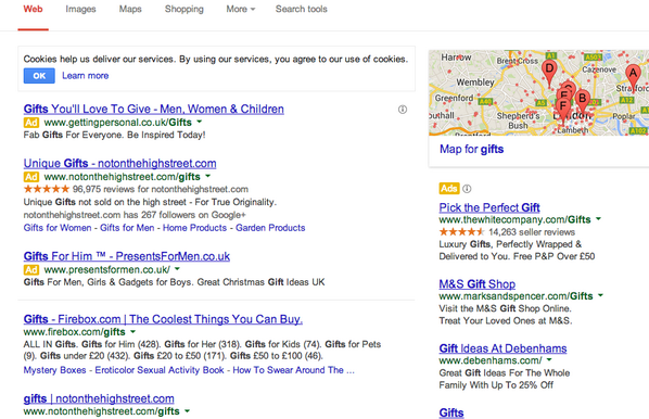 paulnrogers's tweet image. Google are testing displaying ads on a white background... Not sure about this Google!