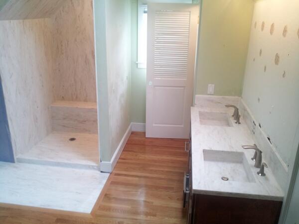 SigSurfaces's tweet image. Corian Porch - Seamless at the Shower Curb.