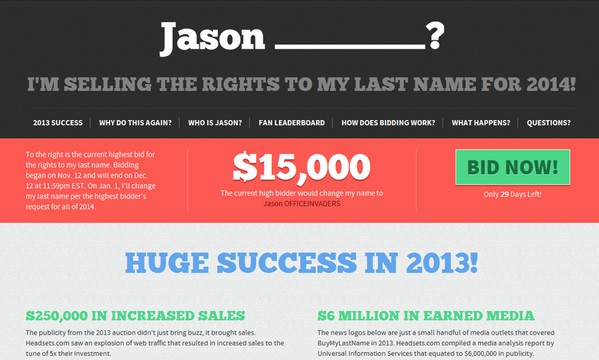 OfficeInvaders's tweet photo. We are the top bidder to buy @iwearyourshirt's last name for 2014 http://t.co/rMn2ZyVnMs #buymylastname http://t.co/vvWsWMhU5O