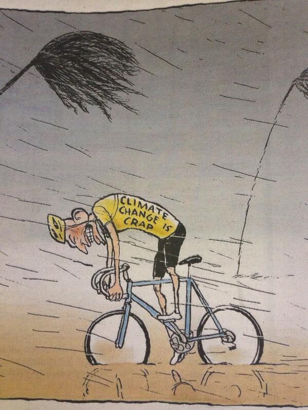 In <a href="/theheraldsun/">Herald Sun</a> today by Mark Knight. It's what riding has felt like this spring #heMustRide #WakeUpOnClimateChange