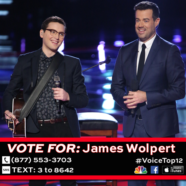 NBCTheVoice's tweet photo. Retweet if you’re voting for @JamesPWolpert! http://t.co/Ujej3qYjpt #VoiceTop12 http://t.co/PA28agPFPZ