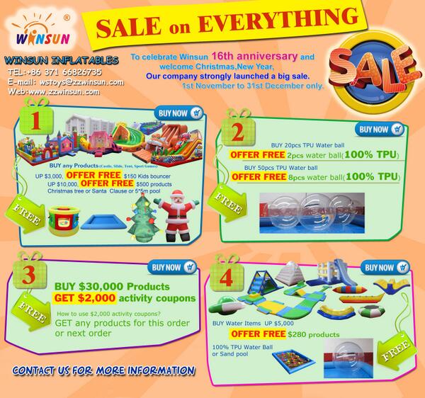 inflatablews's tweet image. A SURPRISED BIG SALE OF ALL INFLATABLE PRODUCTS FROM WINSUN. MORE DISCOUNTS! MORE GIFTS!. COME ON!!!