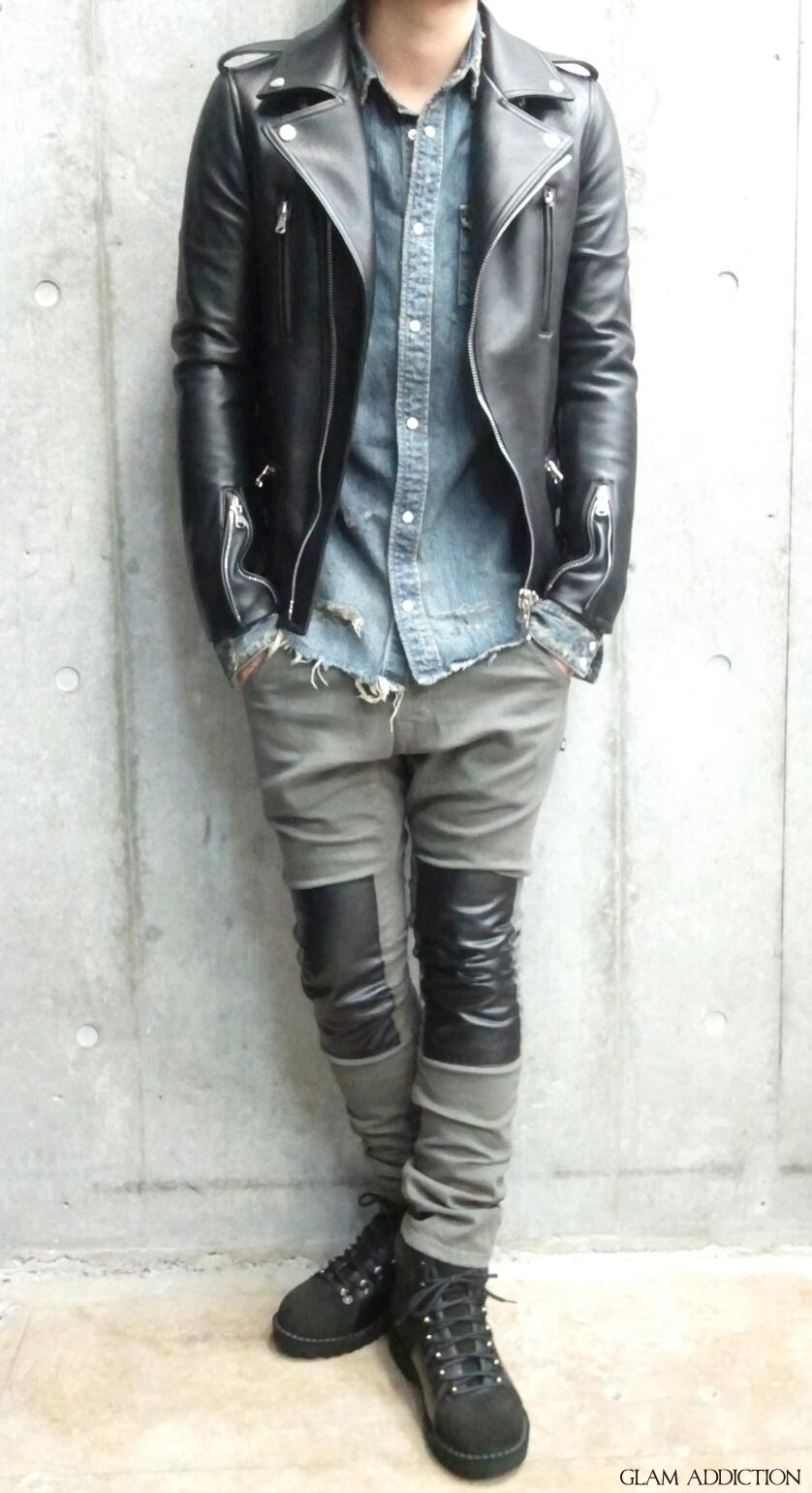 Ga Tokyo Styling Mad レザーダブルライダースジャケット Mad S Exprimer マウンテンブーツ Mid Mad Jieda パッチカラースキニーデニム S Exprimer デストロイデニムシャツ Http T Co Fywraoa4kf Twitter