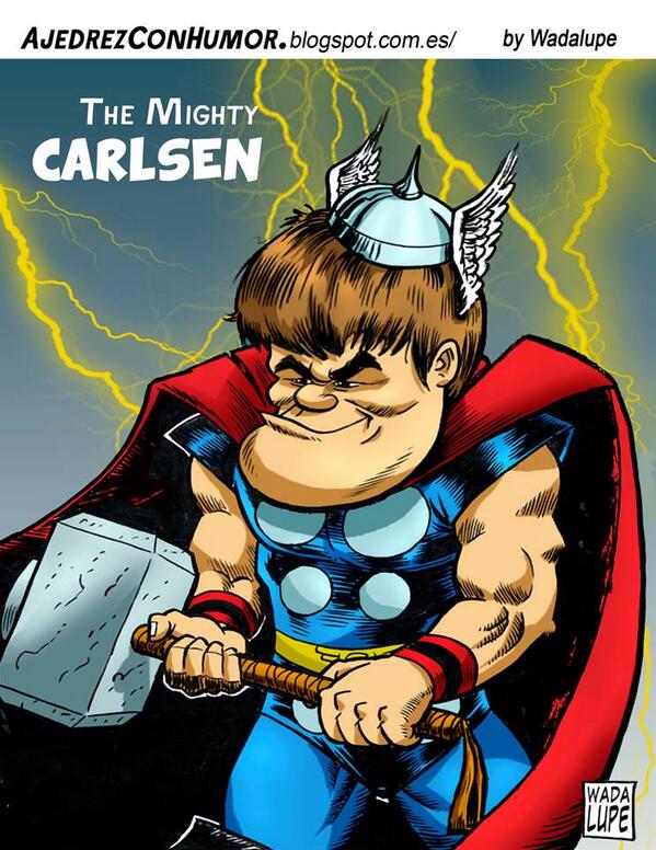 HerediaCarla's tweet photo. 1.Nf3 ! Superhero @MagnusCarlsen #THOR !  #FWCM2013 #Ajedrez #Chess #CarlsenAnand #Marvel @MarkTWIC @2700chess http://t.co/NHyEbqqQLr