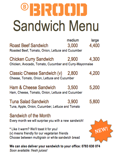 BBROODRwanda's tweet photo. Now available at BBROOD, freshly made sandwiches on our delicious bread :) Looking forward to your feedback #kigali http://t.co/GuVZ6zfhAV