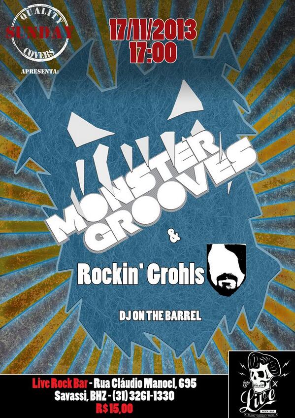 MonsterGrooves's tweet photo. @musicaminas Monster Grooves, dia 17/11 no Live Rock Bar! http://t.co/nztRusidxJ