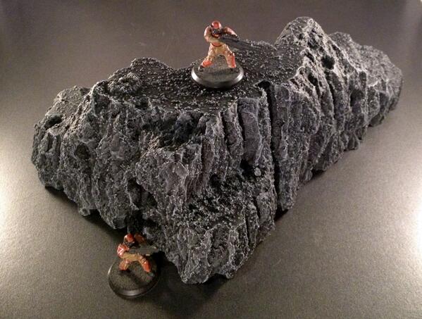 TerrainPig's tweet photo. L-Shaped Ash Cliff, 4" x 9" x 2" high.  Thrilled with how these came out...  #wargame #terrain #warhammer #TerrainPig http://t.co/iY3PTlcfeA