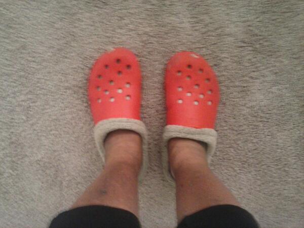 DebbiPapay's tweet image. Red furlined crocs for. Winter #crocsstyle