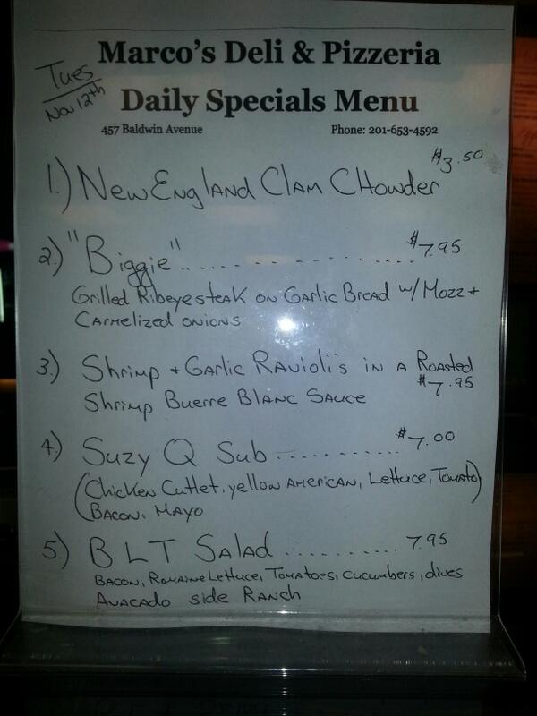 MarcosItalian's tweet image. Today's specials  11/12/13