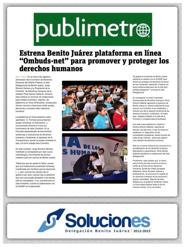 JorgeRoHe's tweet photo. Entérate "Estrena Benito Juárez plataforma en línea #Ombudsnet" http://t.co/6OGsN3Aymu vía @PublimetroMX http://t.co/vj6zuVeovd