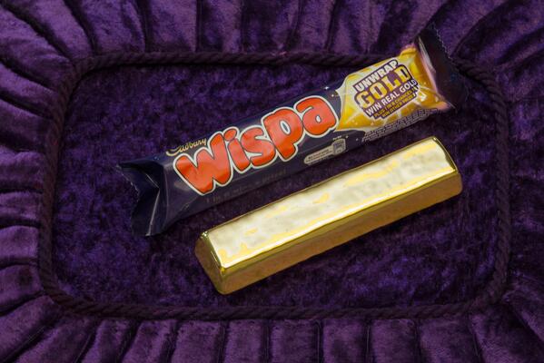 CadburyUK's tweet photo. Wispa? You'll be shouting if you #UnwrapGold! Last chance to check inside your bar for a golden wrapper today! http://t.co/cUx50RrP1n