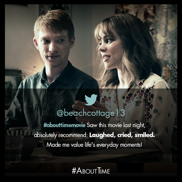 #AboutTime will make you laugh, cry, and smile.  Get your tickets here: bit.ly/1aePwQU