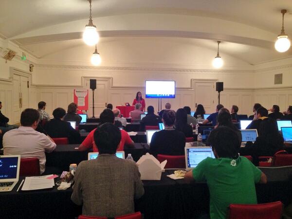 Hackbright's tweet photo. Full house for @Hackbright co-founder @chriszf's "Intro to Python Obscura" at #DevBeat http://t.co/EXIWbe7Q8U