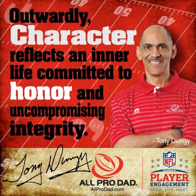 TonyDungy's tweet photo. Outwardly, character reflects an inner life committed to honor and uncompromising integrity. #TroyandTonyTuesday http://t.co/5wqo4gSsXt