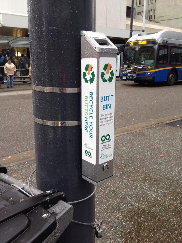 CityofVancouver's tweet photo. Cigarette filters are not biodegradable and are made of a plastic that @TerraCycleCA can recycle. http://t.co/FNlWSQzpNj