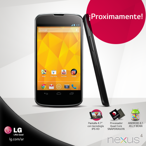 LG_Argentina's tweet image. Nuevo #LgNexus4. Disfrutá un nuevo diseño, la última versión Android y las mejores funciones bit.ly/1bmLcy5