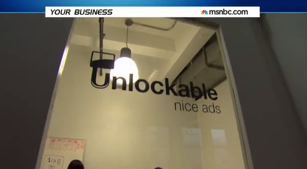 UnlockableNews's tweet photo. Unlockable was on MSNBC! Well, our door was, but still! Here's the piece on coworking spaces: http://t.co/JqG75QHXBW http://t.co/geNmaEI1Pn