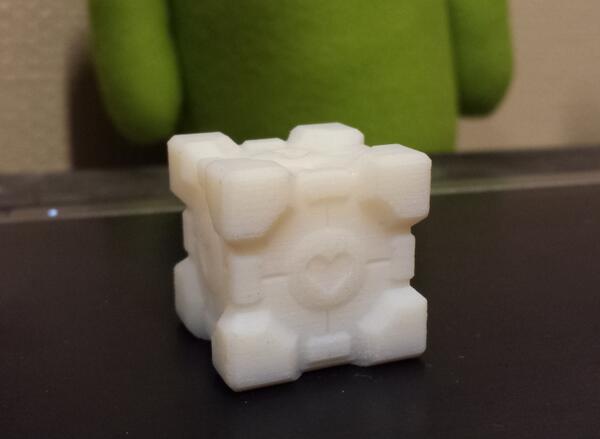 ckittel's tweet image. Fresh off ye olde Objet. #CompanionCube #3DPrint
