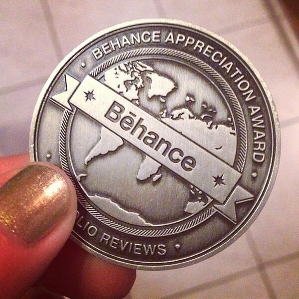 TheMeTamy's tweet photo. Got mine! <3 @Behance #belgradebehancereviews #appreciationcoin #award #design #behance #portfolioreview http://t.co/qvz9OMMQui