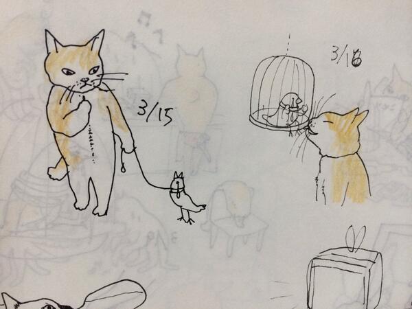 いま過去のクロッキー帳漁ってたら、ヒグチユウコ絵日記のボリスと
