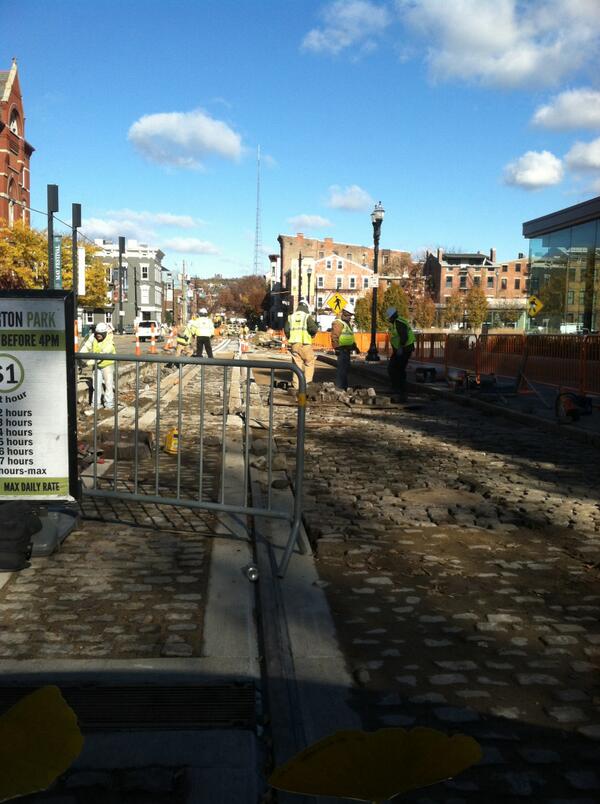 LMARuffian's tweet photo. @BlondApe  Beautiful day for progress. Loved seeing the streetcar action today. http://t.co/DmcNbsG8bx