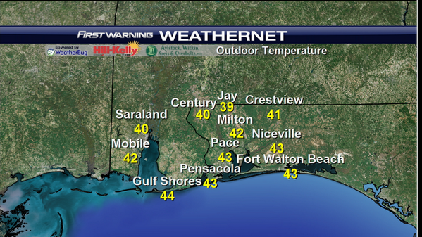 WEARAllenStrum's tweet photo. Here is a temperature update from the WEAR-TV WeatherNet network. http://t.co/Sd89An7xbi http://t.co/30rTjRR6fE