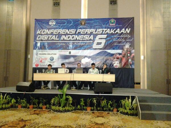 STANLibrary's tweet photo. Konferensi Perpustakaan Digital Indonesia ke-6. Malang, 12-14 November 2013. http://t.co/oguPKPh45l