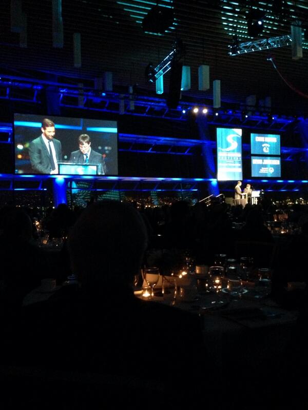 Canucks's tweet photo. What a speech from headline speaker and Special Olympian Bryan Jorgensen. #SCF2013 http://t.co/Osh2ARrCCI