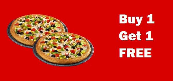 Hungry??  Buy 1 #dominos pizza and Get 1 for FREE.  Offer details: goo.gl/FNmpqB