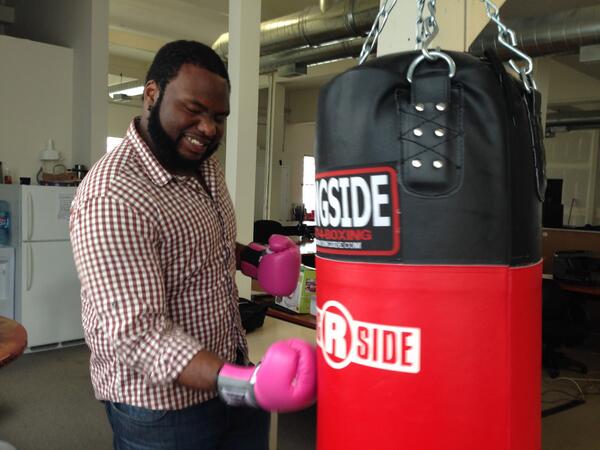 EquityLLP's tweet image. Equity client @earmilk @itsmontrey came by the office today to take out some aggression. Check out that jab!