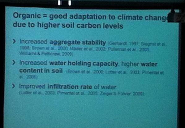 Organic systems adapt well to climate change. Higher soil C. #soilsymp <a href="/SoilAssociation/">Soil Association</a>