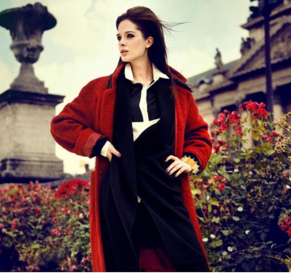 @Official_Ganni #elle #ellegermany #fashionshoot #ganni #red #teddy #coat #blackcream #silk #shirt #model