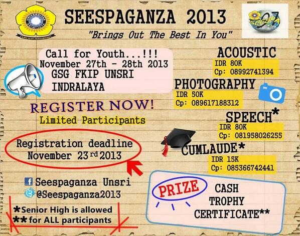 SeespaUnsri's tweet photo. Let's check this! Thanks to @FkipEngClub  for the latest news! ☺ http://t.co/UHdyEVjFrp"