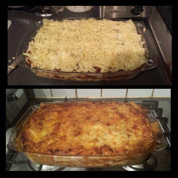TiffanyNCarlson's tweet image. First ever attempt at homemade lasagna.. #notbad #cookingexperiments #supercheesey