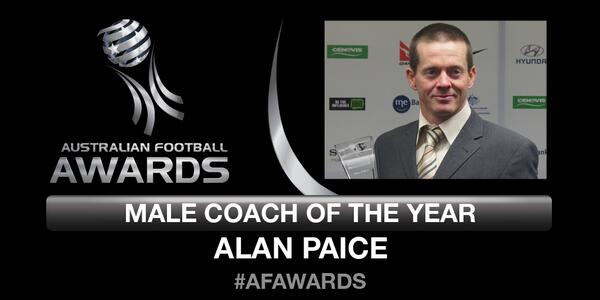 Congratulations to Male Coach of the Year - Alan Paice! #AFAwards