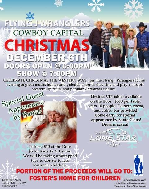 Tables are selling fast for our Cowboy Capital Christmas concert! Call the office today to reserve yours!