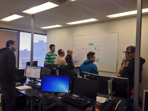 JUICE_Mobile's tweet image. The JUICE dev team doing their weekly scrum! #TrueNorthPHP #work #productivity
