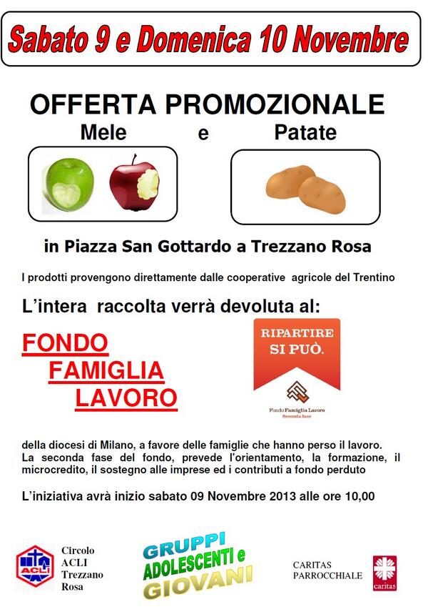 AcliTrezzano's tweet photo. SABATO 9 e DOMENICA 10 IN PIAZZA SAN GOTTARDO A TREZZANO ROSA raccolta a favore del FONDO FAMIGLIA e LAVORO. http://t.co/ALpNWeIfol